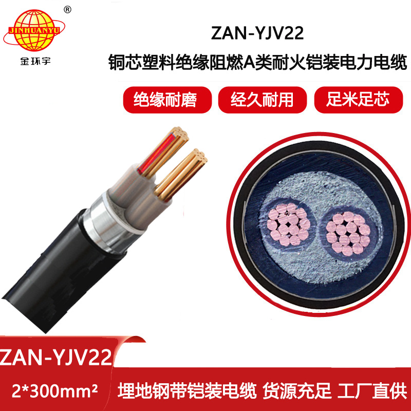 金環(huán)宇電線電纜 yjv22阻燃a類電力電纜ZAN-YJV22-2X300耐火鎧裝電纜