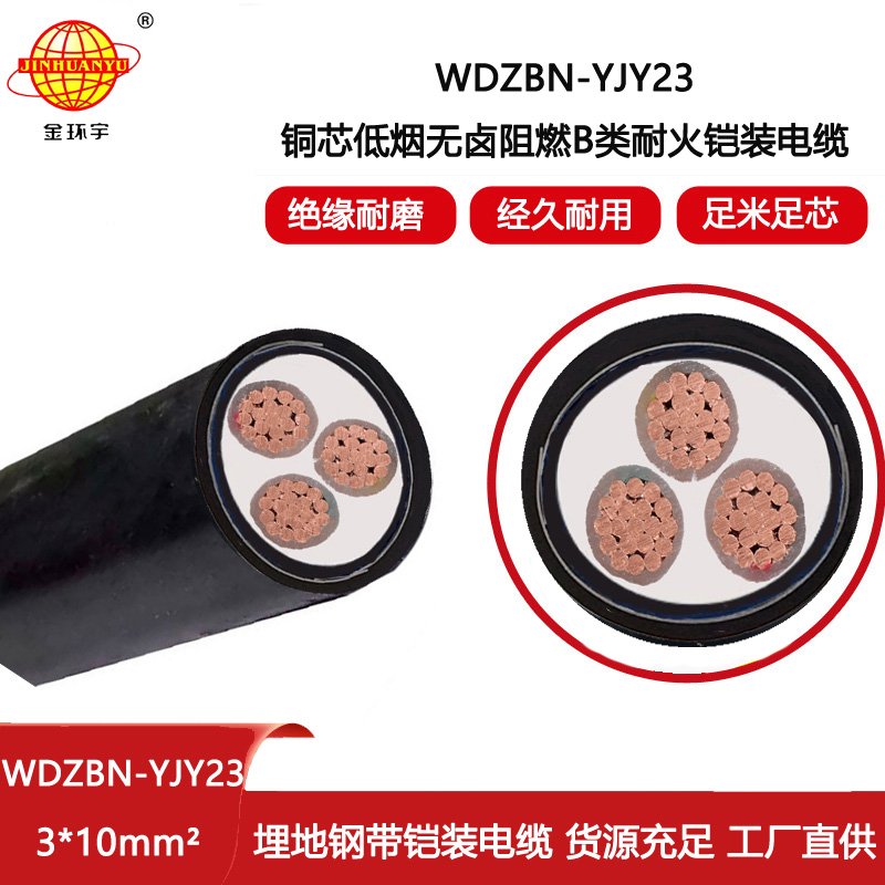 金環(huán)宇電線(xiàn)電纜 低煙無(wú)鹵阻燃電纜  耐火電力電纜WDZBN-YJY23-3X10平方
