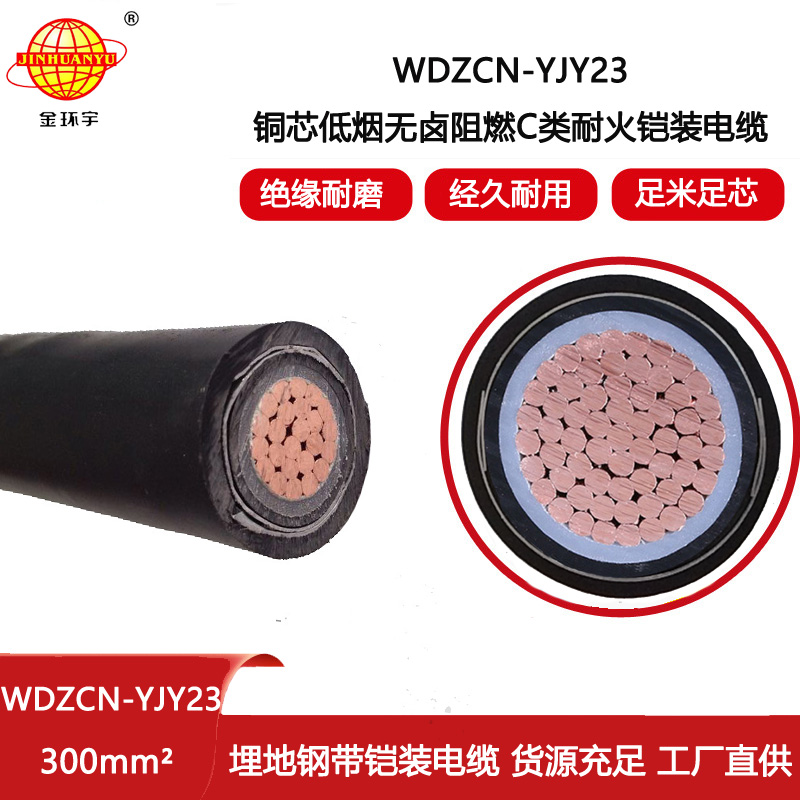金環(huán)宇電線電纜 WDZCN-YJY23-300平方 低煙無鹵耐火電纜 c級阻燃鎧裝電纜